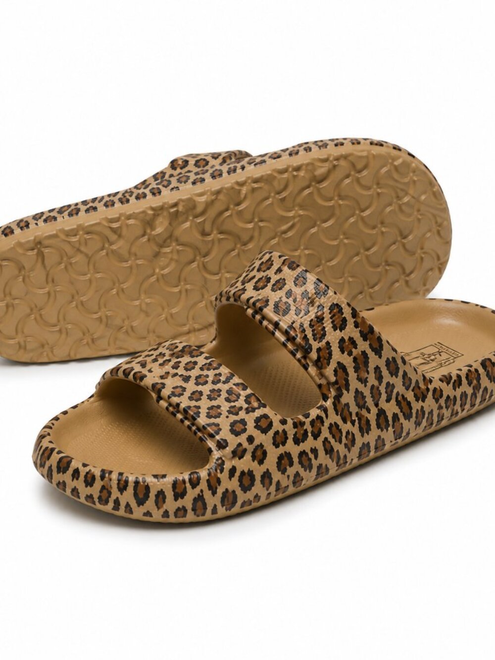 Leopard Print Double Strap Slide Sandals Women's Comfort Slip-On Slides Casual S - Picture 3 of 5
